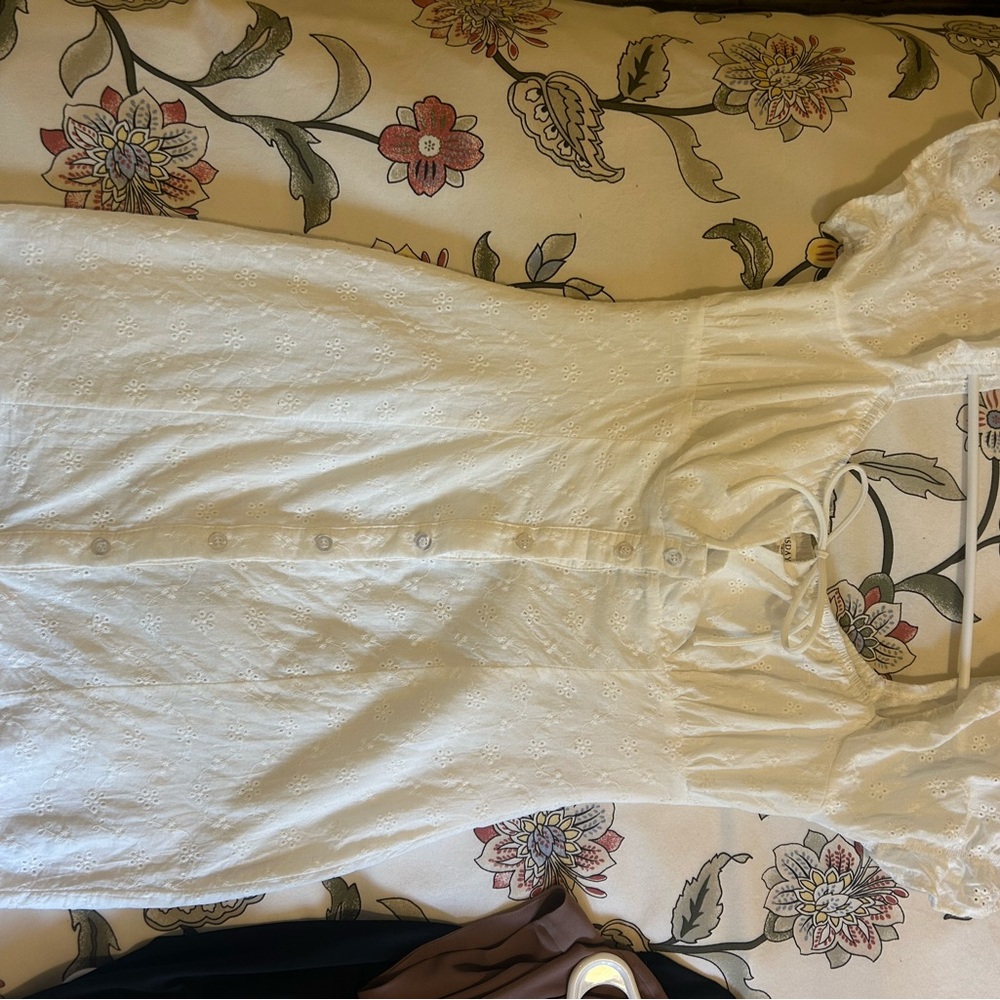 Cotton Cottage Style White Mini Dress